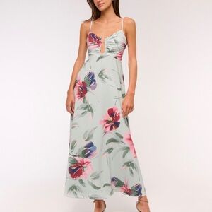 NWT Abercrombie & Fitch Mint Floral Slip Maxi Dress